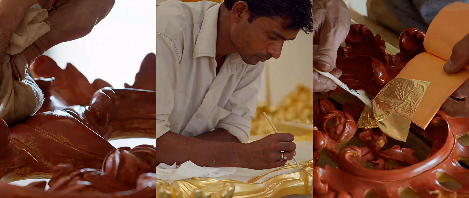 Woodstocks artisans hand-carving and gilding furniture in Saharanpur